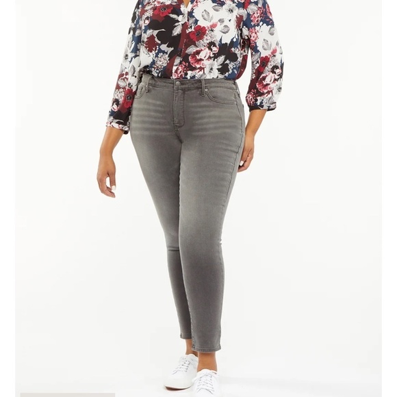 NYDJ AMI Skinny Jeans Lift Tuck Technology Washed Grey Stretch High Rise Jeans - Picture 1 of 15